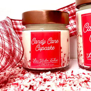 Candy Cane Cupcake Candle, Holiday Gift Candle | 6 oz